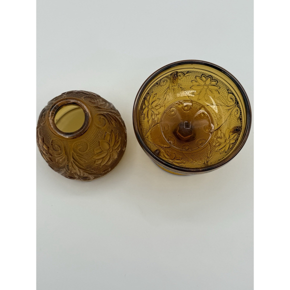 Vintage Indiana Glass Tiara Fairy Lamp Amber Color Sandwich Pattern - Picture 4 of 10